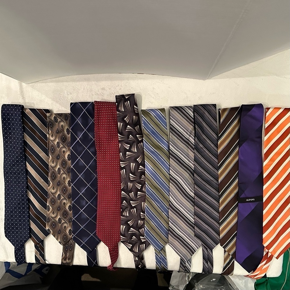 Mixed Lot of 12 Men’s Neck Ties Dept store brands Claiborne, Stafford, Alfani, x